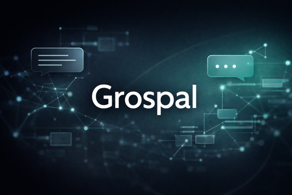 Grospal: The Digital Name Quietly Entering Modern Business Conversations Grospal digital business conversation concept with modern collaboration network visuals